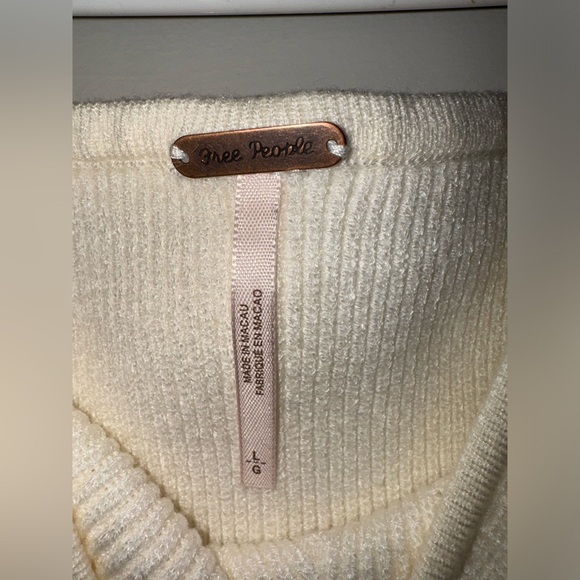 Free People Marilyn Faux Feather Trim Off the Shoulder Crop Sweater - Picture 6 of 10